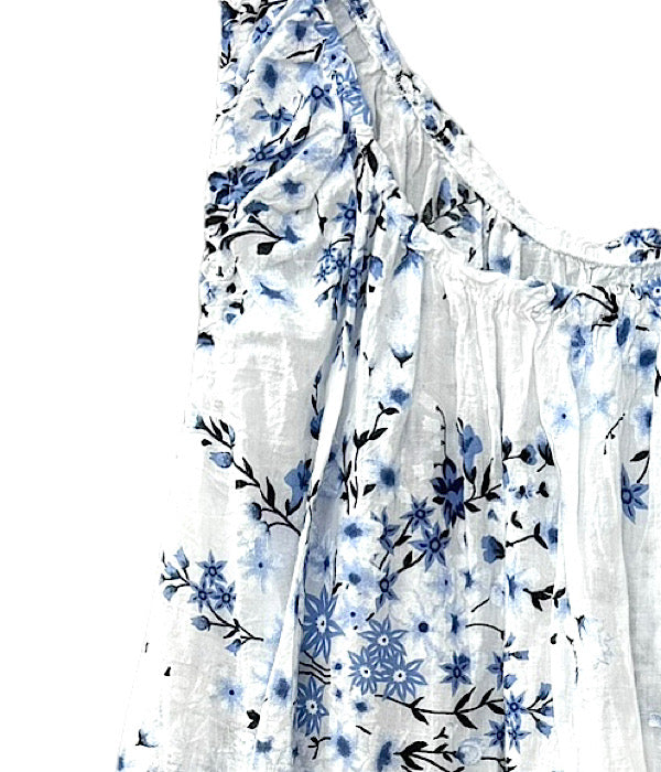 Anja kjole, blå blomst print 2