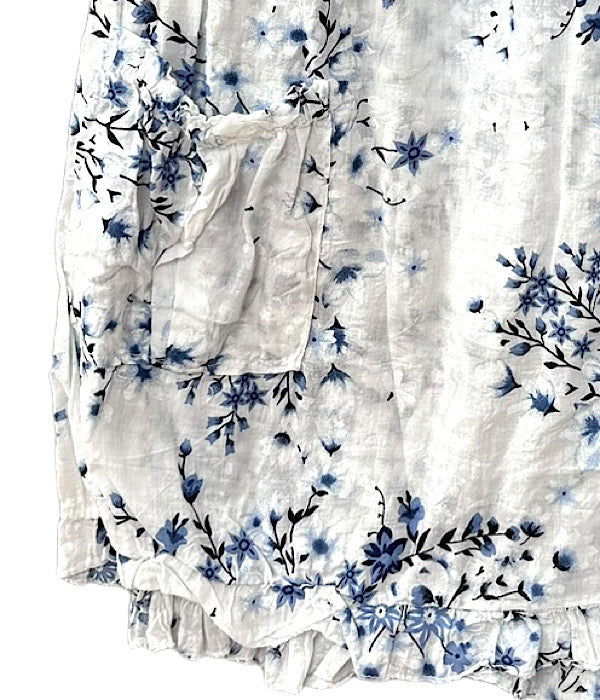 Anja kjole, blå blomst print 2