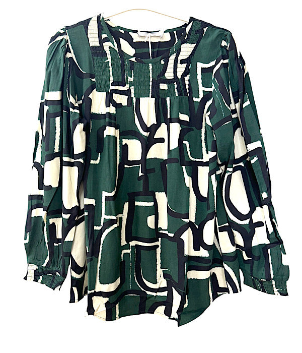 9486 blouse print 31 green