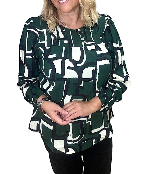 9486 blouse print 31 green