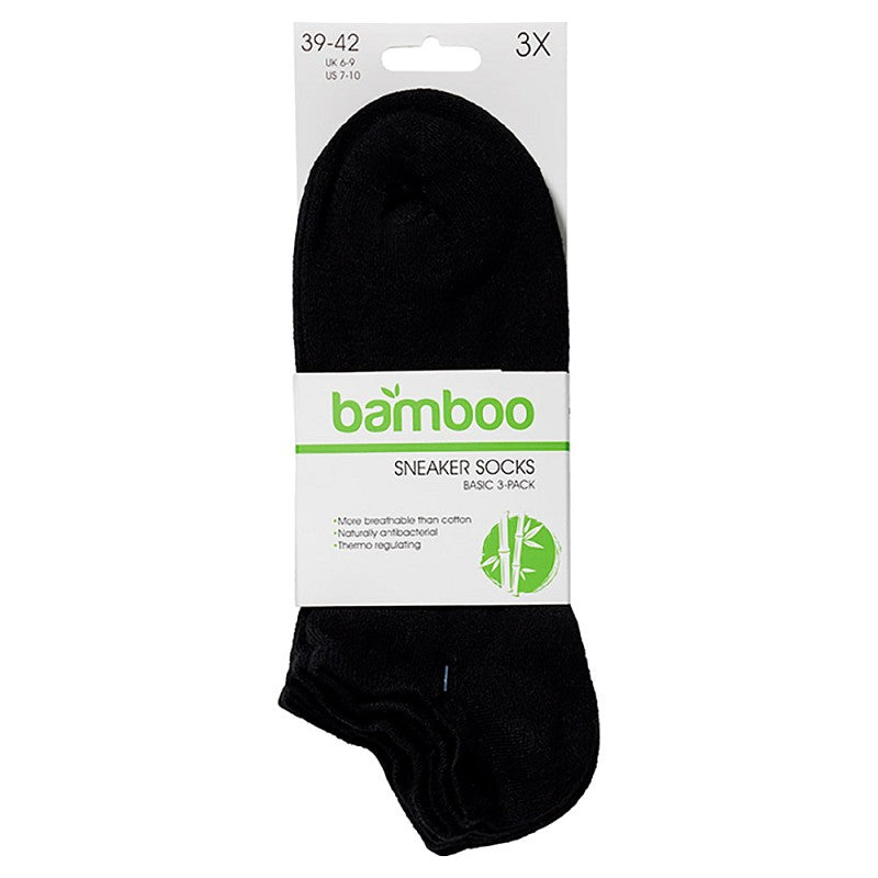 Bamboo basic sneakers socks 3-pak, sort