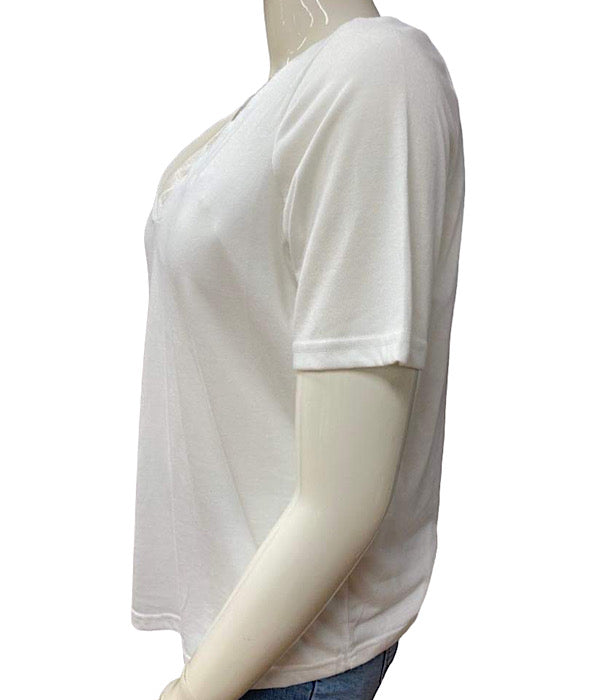 VM CURVE Daisy ss v-neck t-shirt, snow white