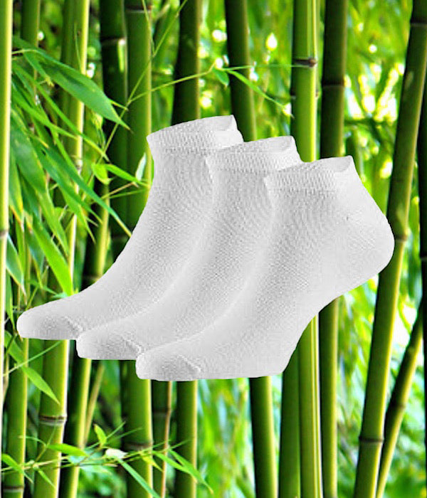 Bamboo basic sneakers socks 3-pak, white