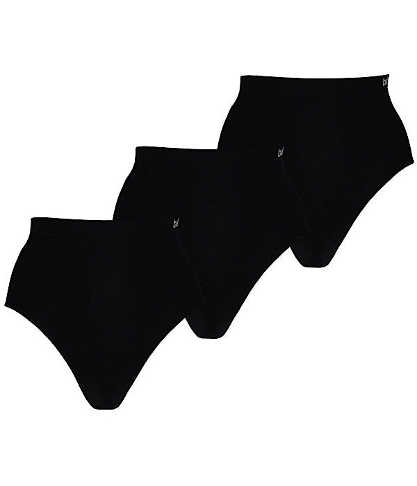 Bamboo basic sømløs trusse høj talje, 3 pak, sort