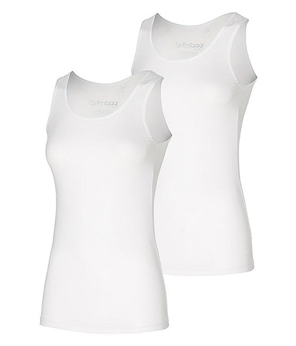 Bamboo women basic stroptop 2 pack, white