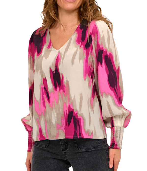 KAarona blouse, pink abstract print