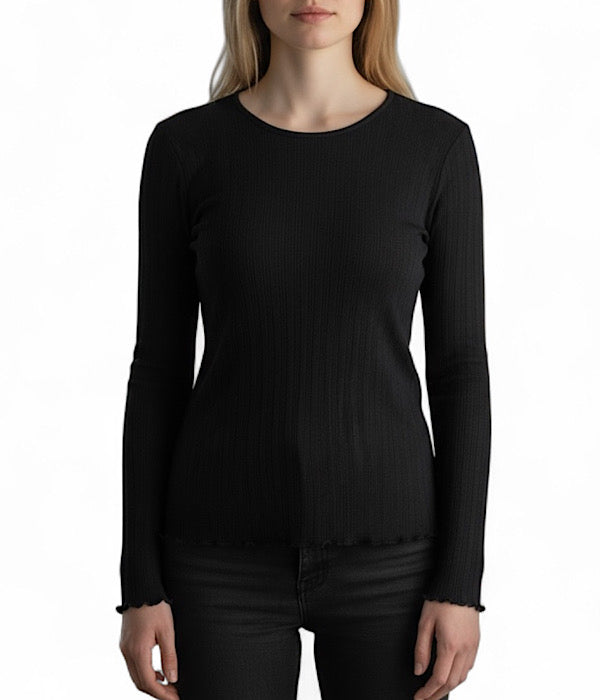 Vanting 9701 bluse med lange ærmer i sort