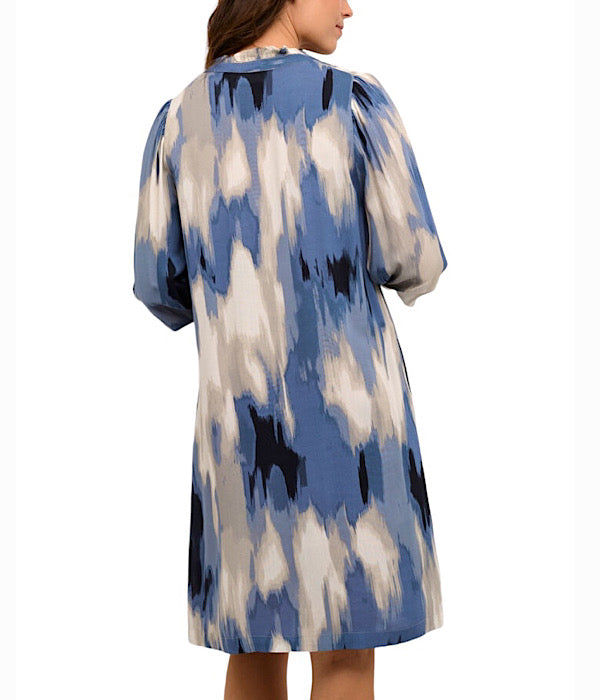 KAbeathe short dress, blue abstract print