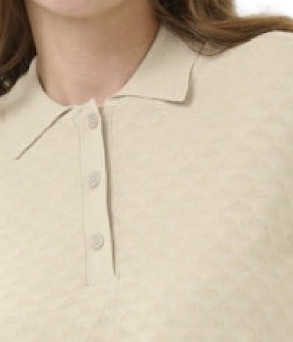 Kaffe Olivia strik polo med korte ærmer, beige