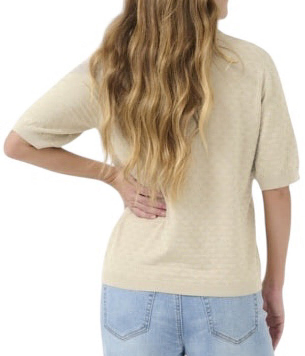 Kaffe Olivia strik polo med korte ærmer, beige