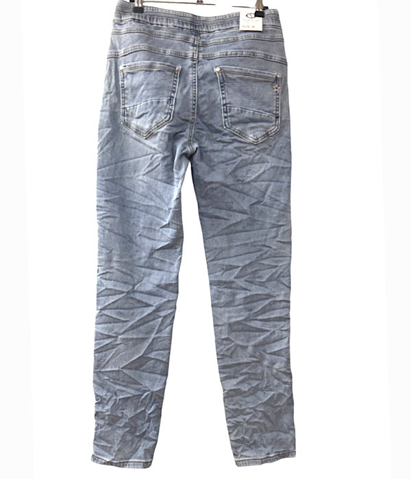 KAROSTAR 2701 jeans, lys denim med bindebånd