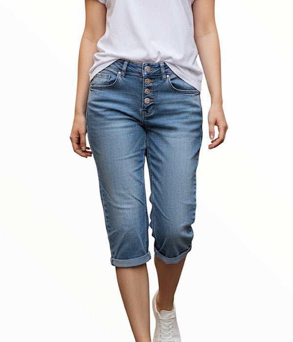 KAROSTAR 2901 knickers i lys denim med knaplukning