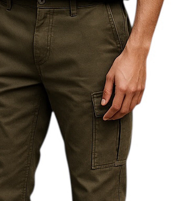 Roberto Jeans Reverse cargo bukser i oliven