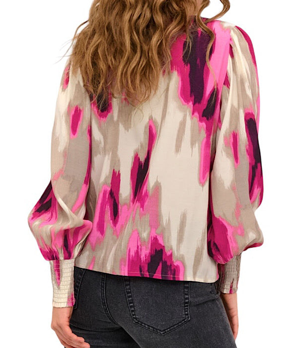 KAarona blouse, pink abstract print