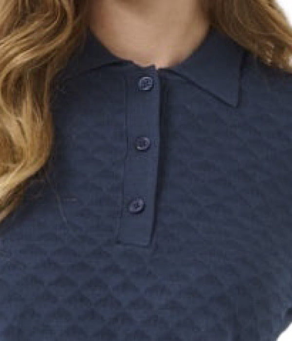 Kaffe Olivia strik polo med korte ærmer, marineblå