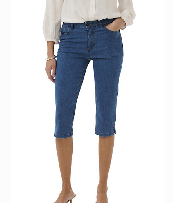 KAFFE Vilma capri jeans i mellemblå denim