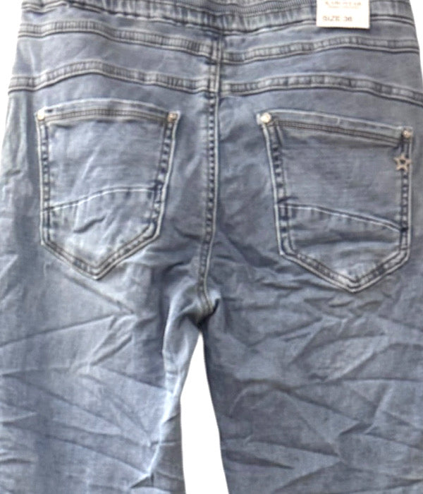 KAROSTAR 2701 jeans, lys denim med bindebånd