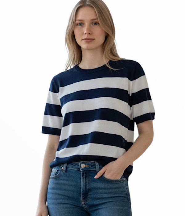 Kaffe KaLizza strik med korte ærmer