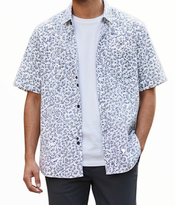 Pre End Carl kortærmet skjorte med hvid bund og print