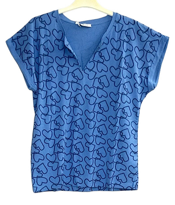 Heart 504 t-shirt, blue combi