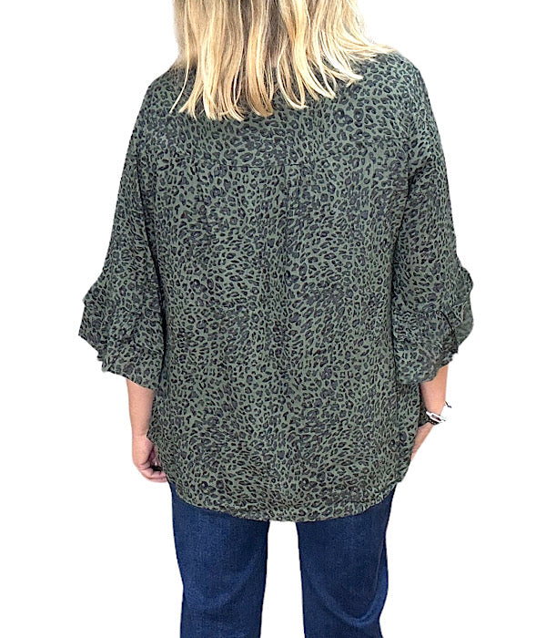 Leopoldine blouse, green combi