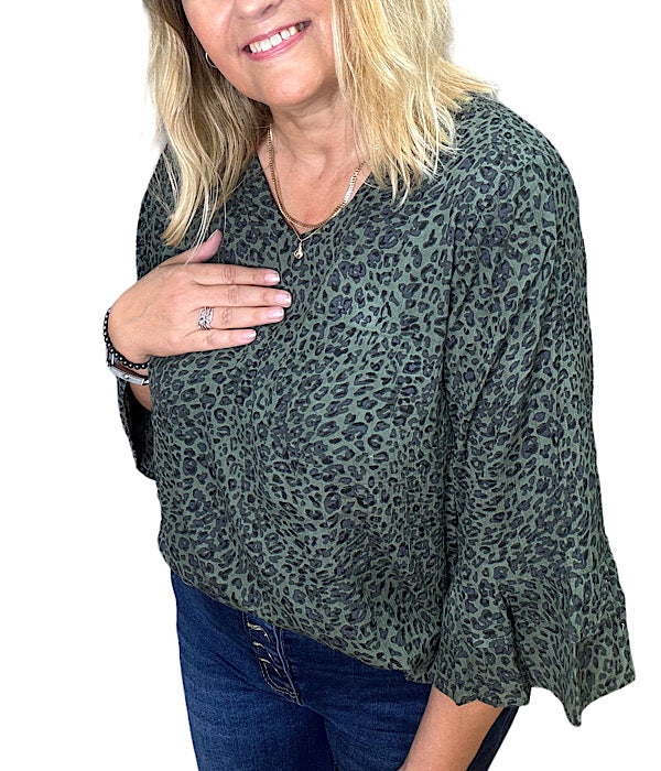 Leopoldine blouse, green combi