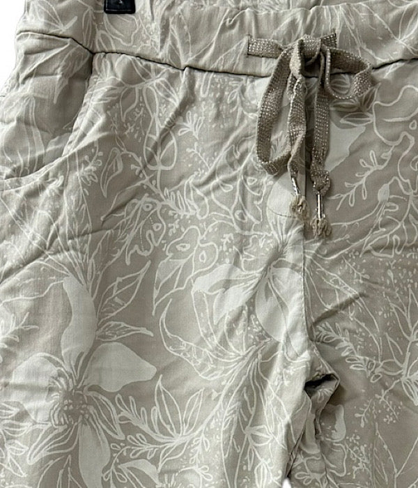 Vanda PT10 pants, beige leaves