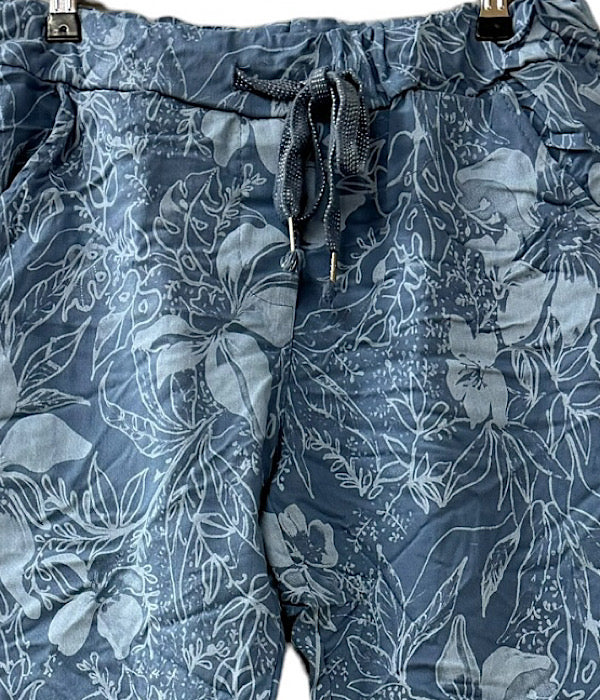 Vanda PT10 pants, blue leaves