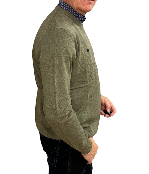 New Hamton v-neck knit, ligt army mix