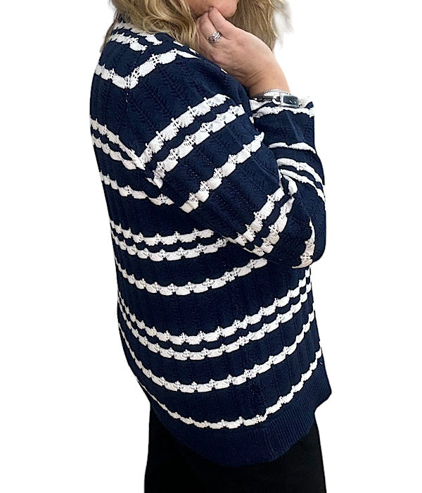 Aurelitta knit pullover, navy combi