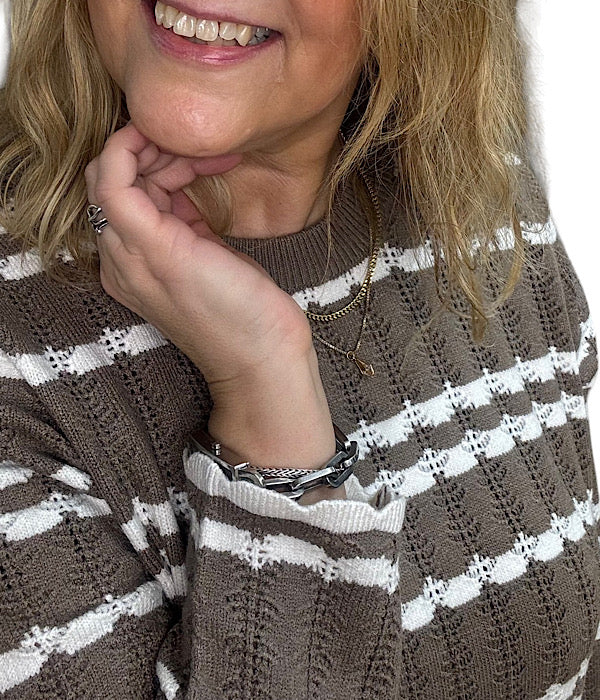 Aurelitta knit pullover, beige combi
