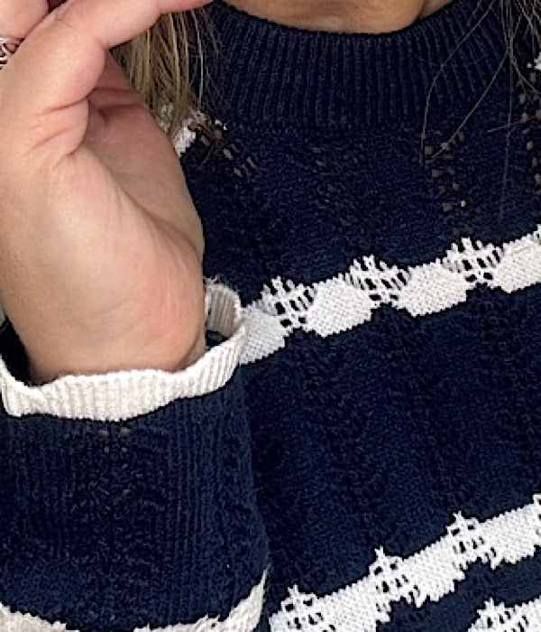 Aurelia knit pullover, navy combi