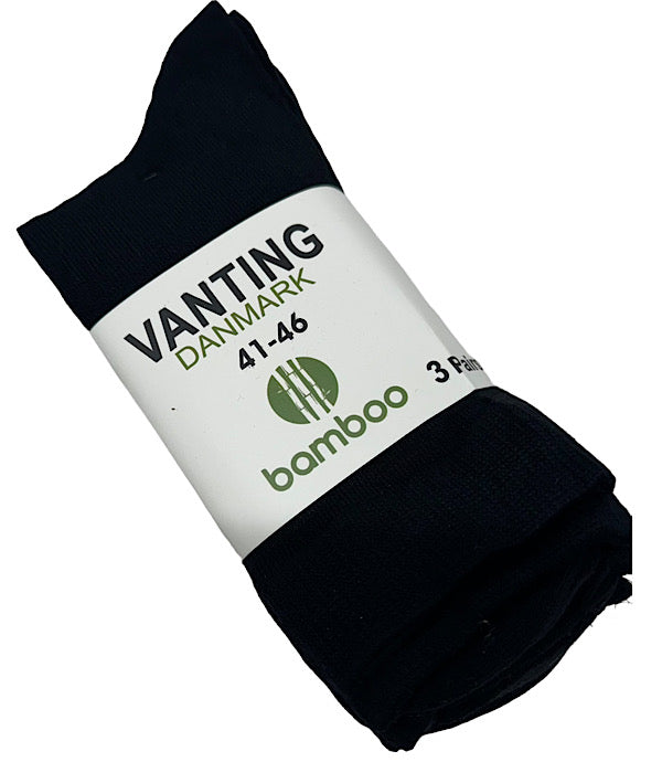VANTING Bamboo socks 3 pair, black 41-46