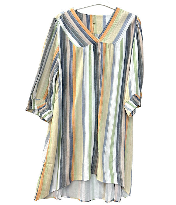 Blazette dress, multi stripe pistacho