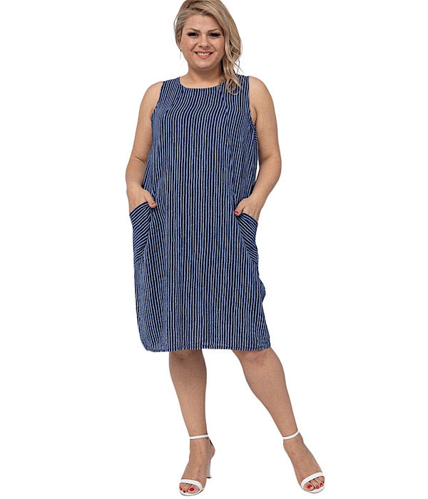 Ida dress stripe, navy