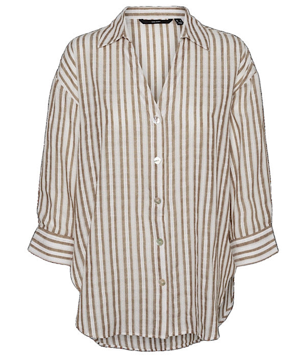 VM Ollie shirt stripe, silver mink show white