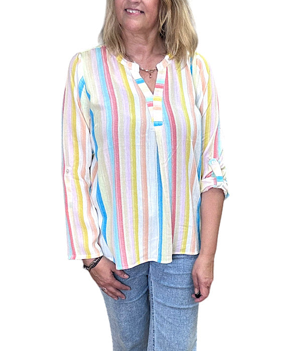 Sim blouse, multi stripe