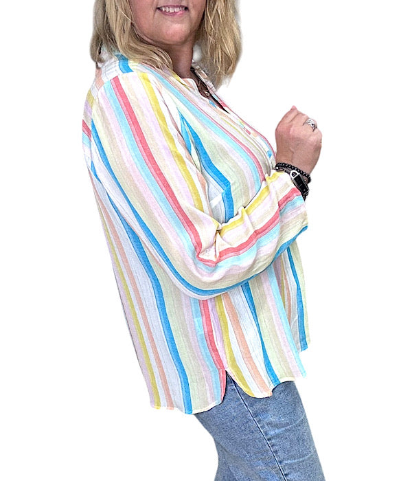 Sim blouse, multi stripe