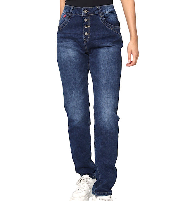 KAROSTAR 8950 jeans, denim med knapper foran