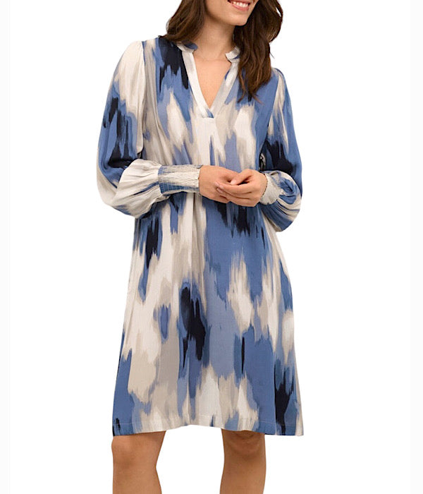 KAbeathe short dress, blue abstract print