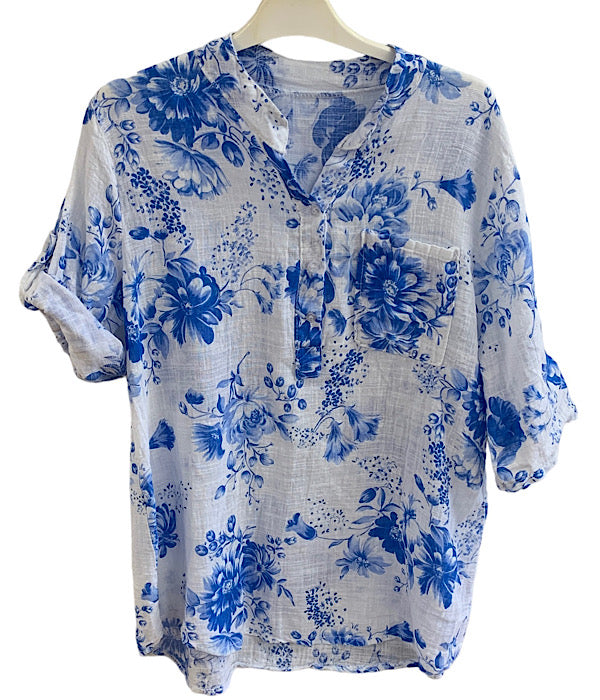 Oda shirt, blue flower