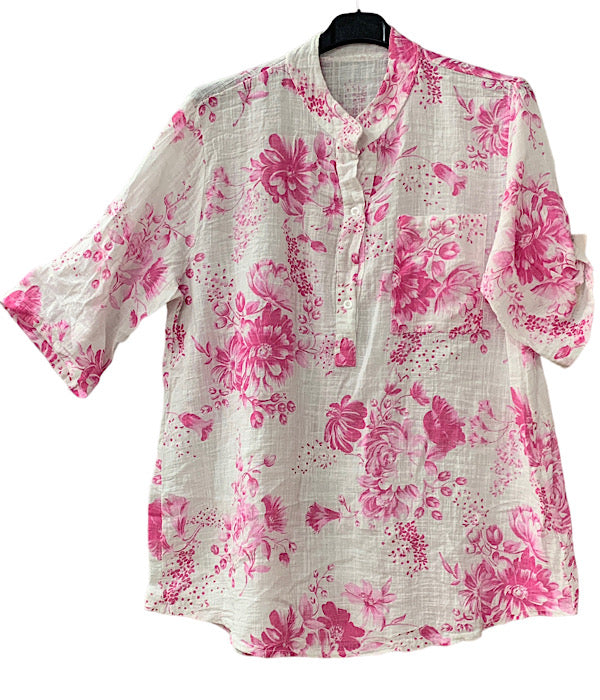 Oda shirt, pink flower