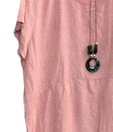 Pia dress, rose stripe