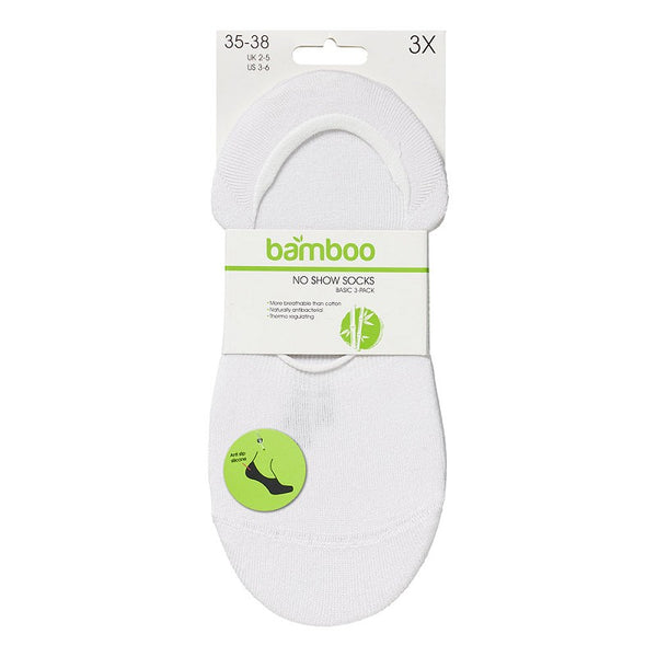 Bamboo no show socks 3-pak, white