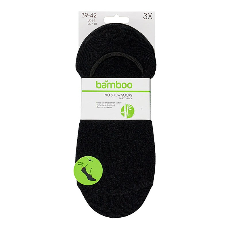 Bamboo no show socks 3-pak, black