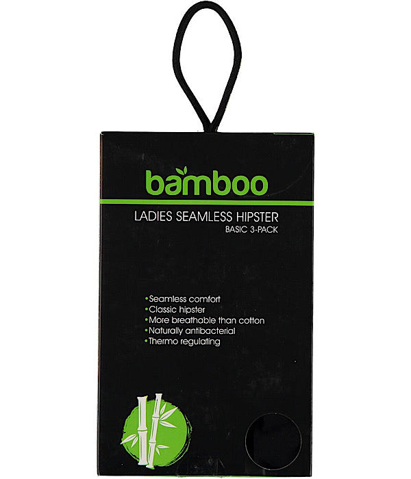 Bamboo women basic seamless hipster 3 pack, black