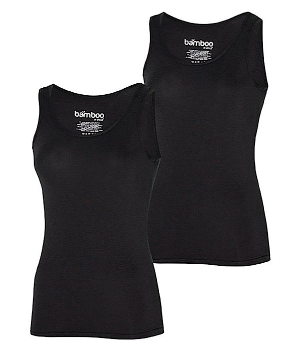 Bamboo women basic stroptop 2 pack, black