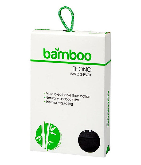 Bamboo women basic g-steng 3 pack, black