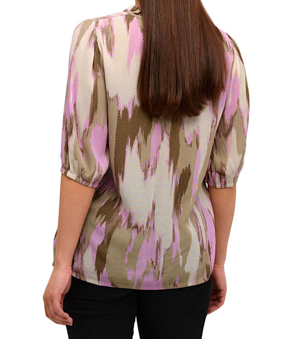 KAFFE KAfleur Amber blouse, lupine grafic